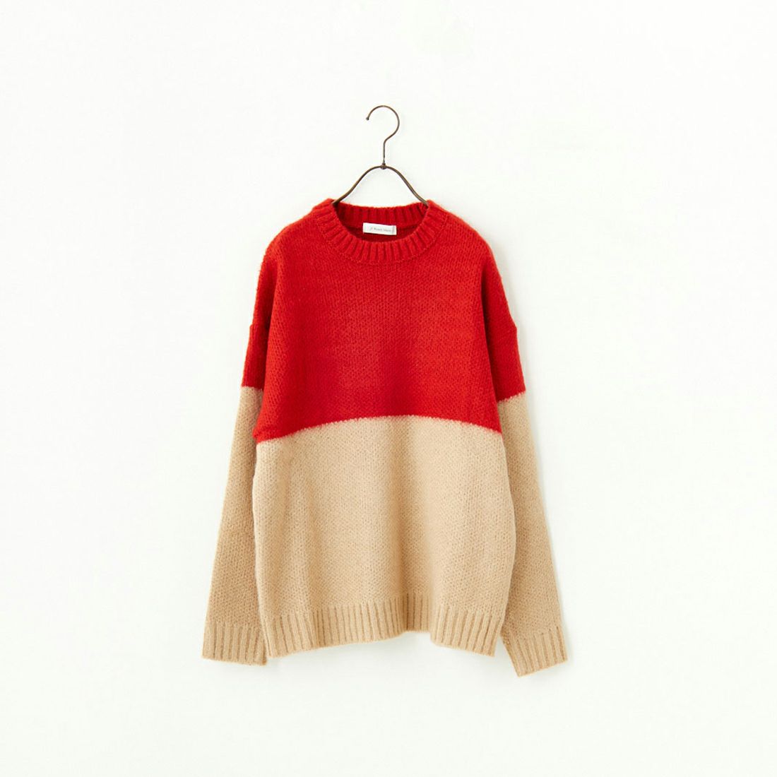 Jf Ready Made [ジェイエフレディメイド] ツートンクルーネックニット [723801] RED/BEG
