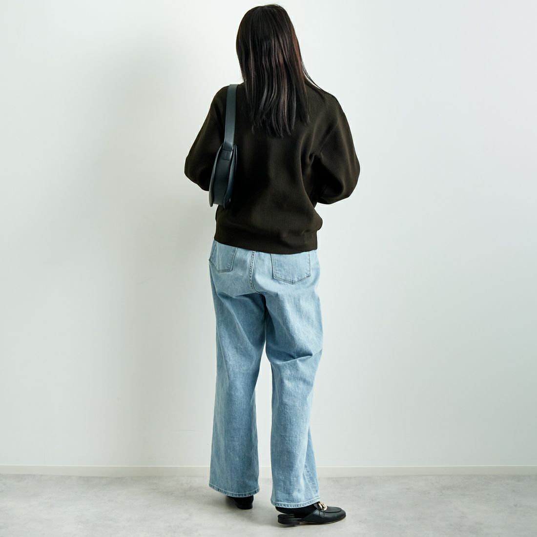 Jf Ready Made [ジェイエフレディメイド] ニットシャツ [724807] BROWN &&モデル身長：167cm 着用サイズ：F&&