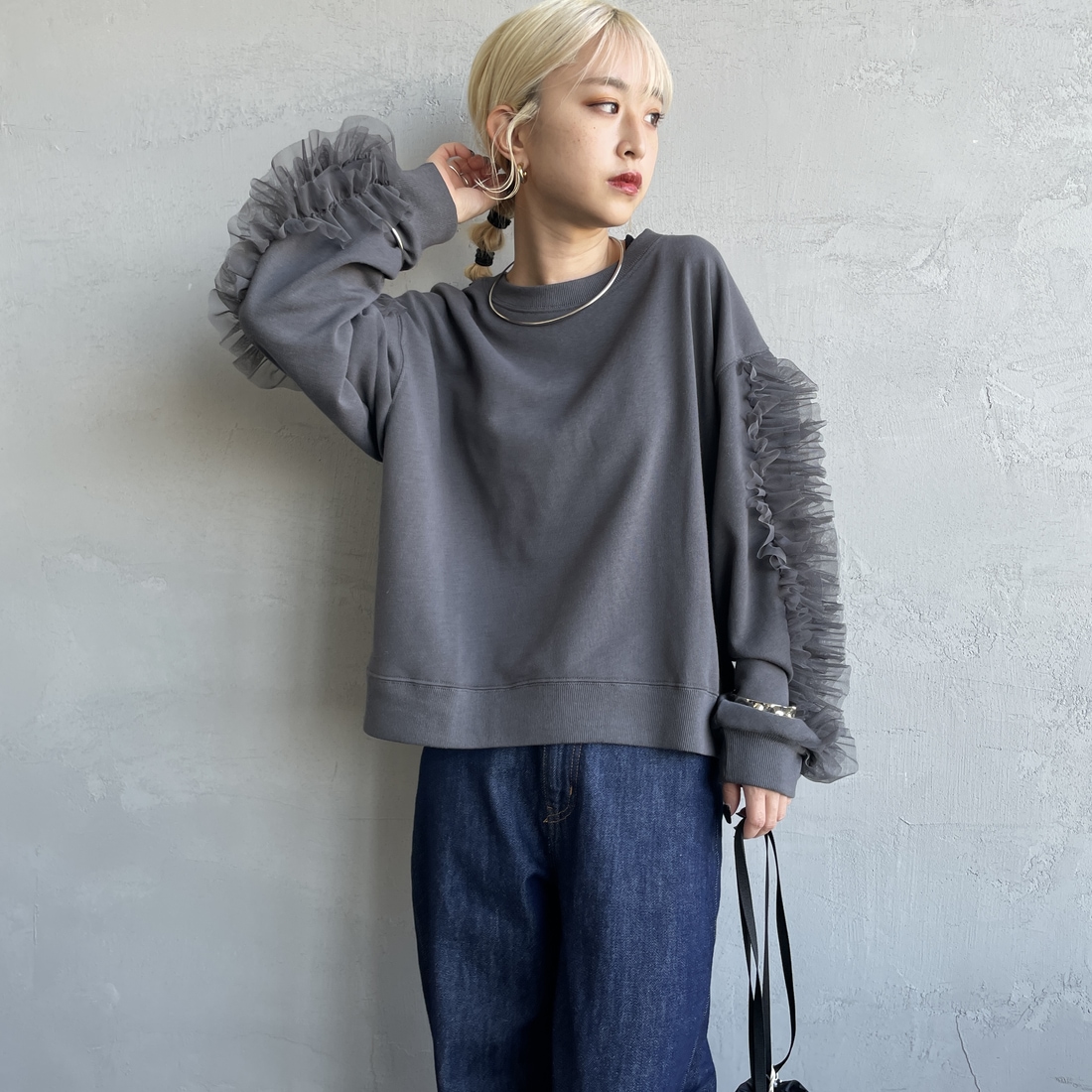 DIGNITE COLLIER [ディニテコリエ] 袖切替裏毛プルオーバー [80243602  