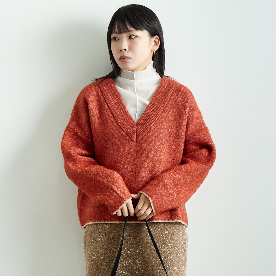 Jf Ready Made [ジェイエフレディメイド] ダブルフェイスVネックニット