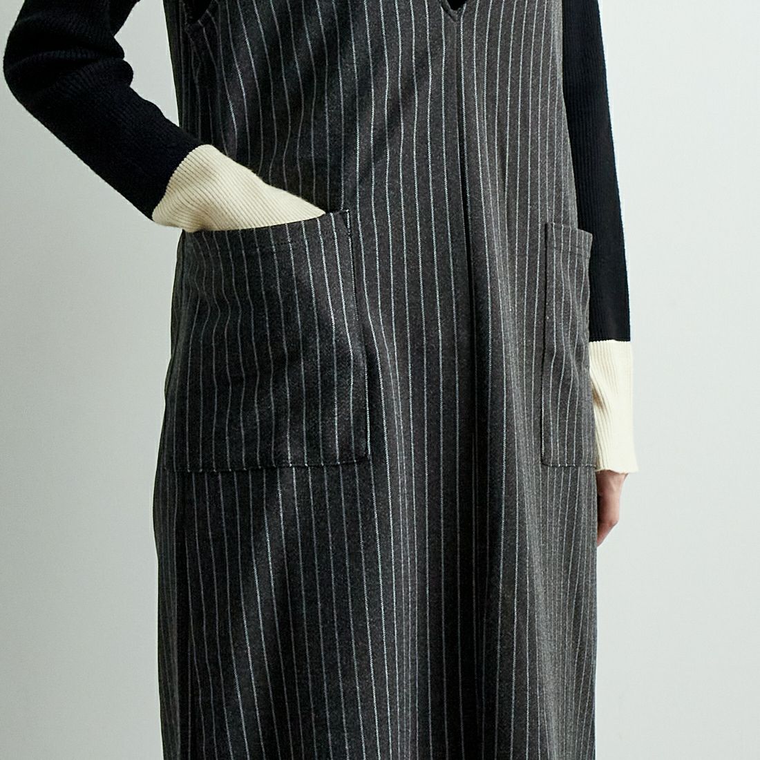 Jf Ready Made [ジェイエフレディメイド] Vネックワンピース [8544706-01] 14 ｸﾞﾚｰｽﾄﾗ