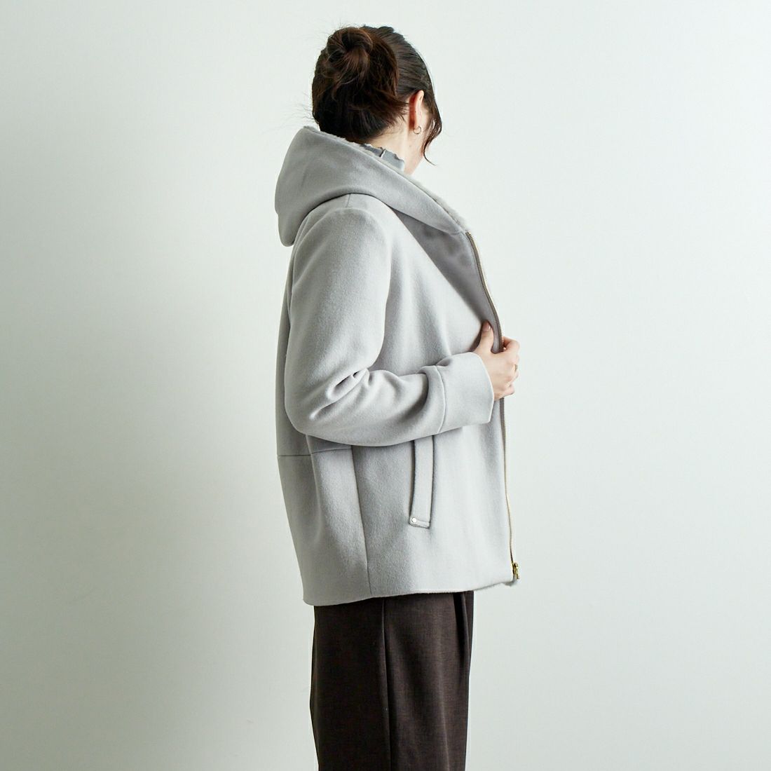 Jeans Factory Clothes [ジーンズファクトリークローズ] ウールカルゼコート [784804] 11 Lｸﾞﾚｰ &&モデル身長：167cm 着用サイズ：F&&