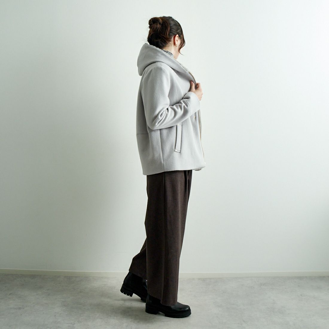 Jeans Factory Clothes [ジーンズファクトリークローズ] ウールカルゼコート [784804] 11 Lｸﾞﾚｰ &&モデル身長：167cm 着用サイズ：F&&