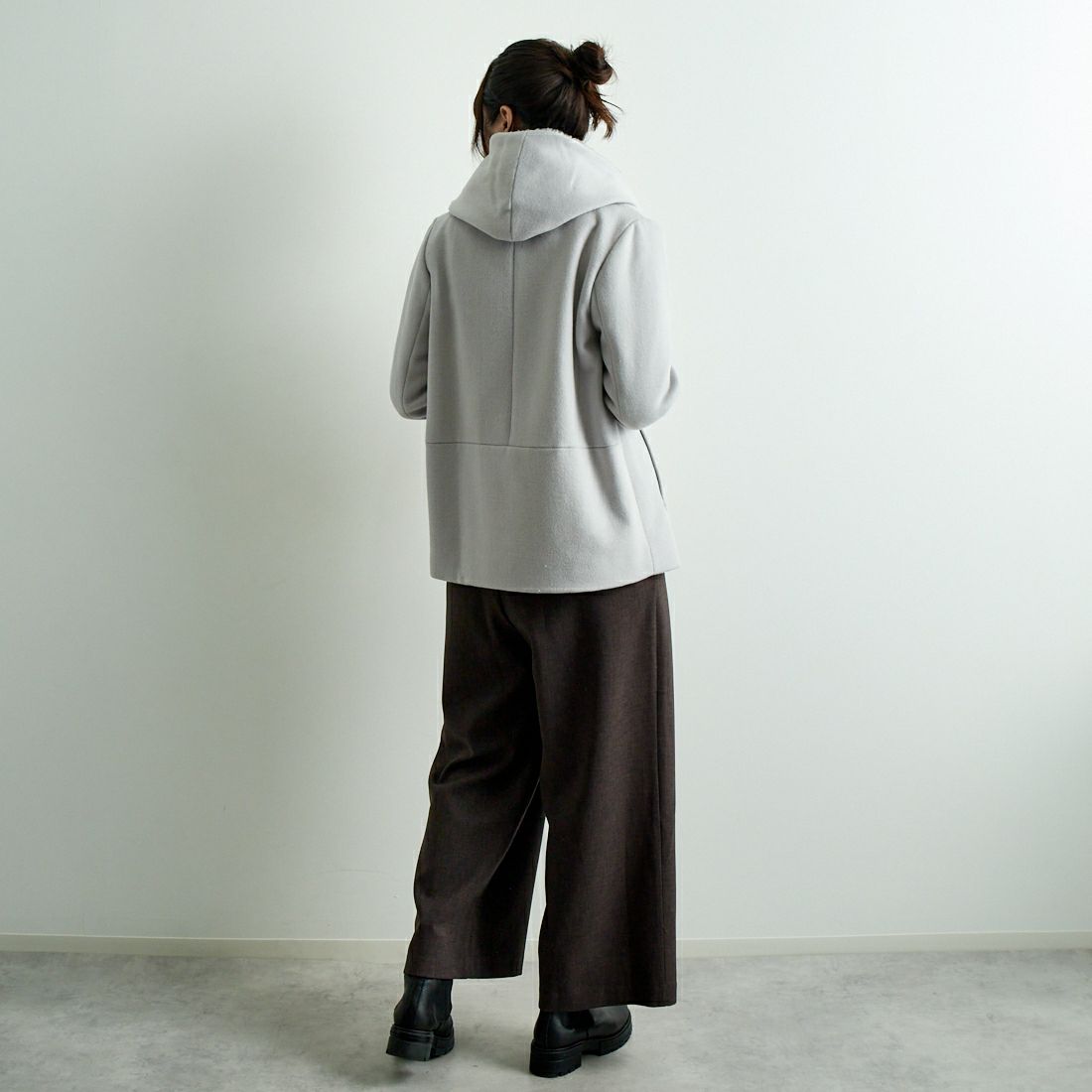 Jeans Factory Clothes [ジーンズファクトリークローズ] ウールカルゼコート [784804] 11 Lｸﾞﾚｰ &&モデル身長：167cm 着用サイズ：F&&