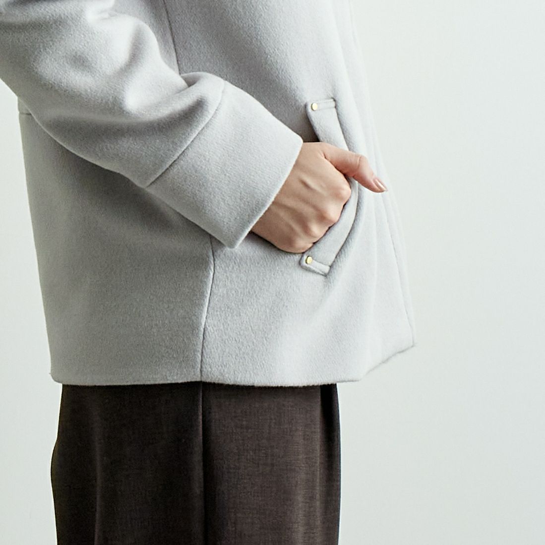 Jeans Factory Clothes [ジーンズファクトリークローズ] ウールカルゼコート [784804] 11 Lｸﾞﾚｰ &&モデル身長：167cm 着用サイズ：F&&