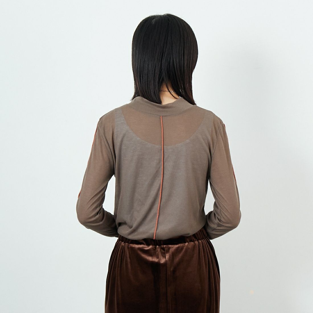 Jf Ready Made [ジェイエフレディメイド] 2WAY配色ラインインナー [999-22108] ﾌﾞﾗｳﾝ/ﾃﾗｺｯ &&モデル身長：162cm 着用サイズ：F&&