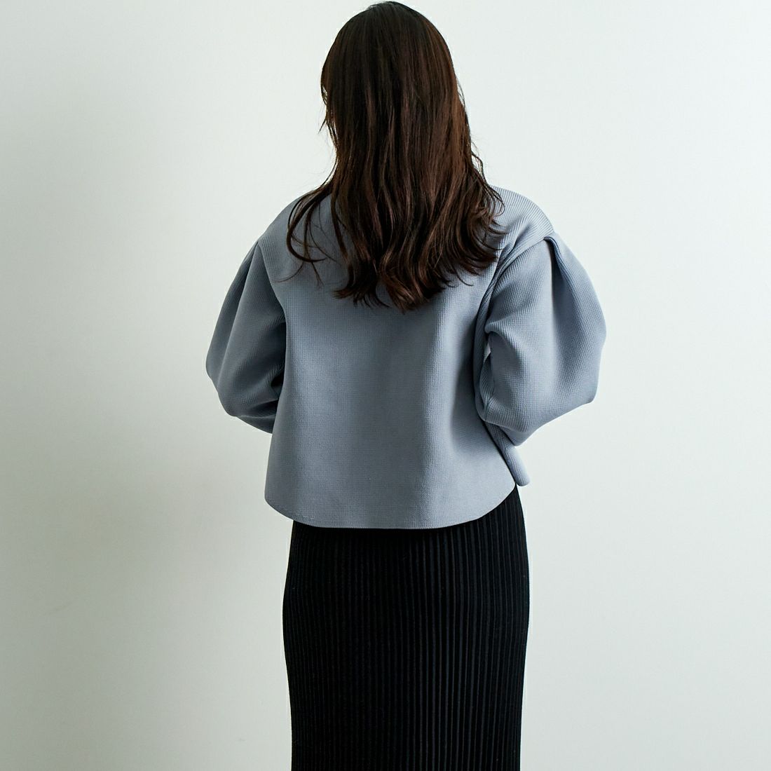 Jeans Factory Clothes [ジーンズファクトリークローズ] ランタンスリーブニットブルゾン [998-17535] 06 ｸﾞﾚｰ &&モデル身長：167cm 着用サイズ：F&&