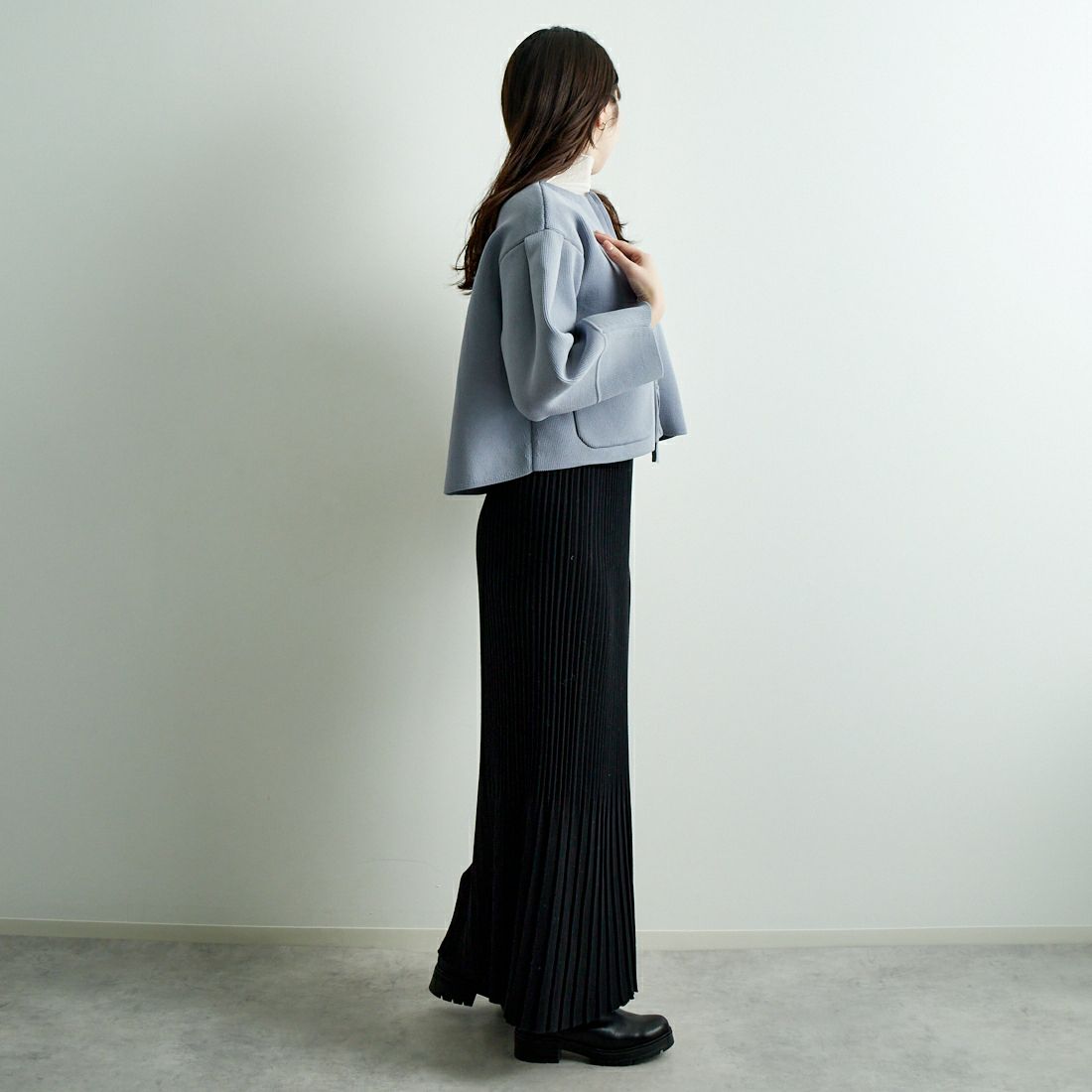 Jeans Factory Clothes [ジーンズファクトリークローズ] ランタンスリーブニットブルゾン [998-17535] 06 ｸﾞﾚｰ &&モデル身長：167cm 着用サイズ：F&&