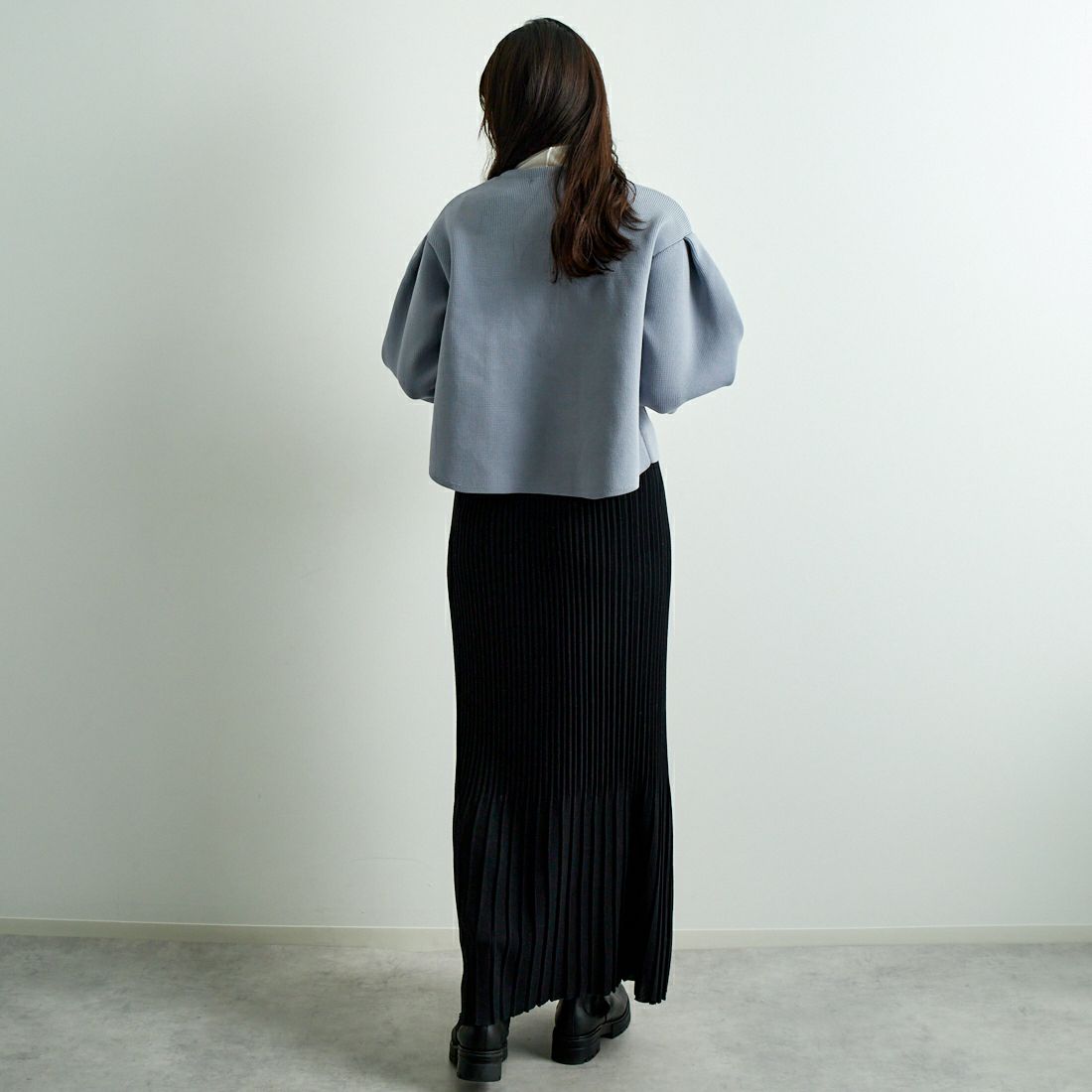 Jeans Factory Clothes [ジーンズファクトリークローズ] ランタンスリーブニットブルゾン [998-17535] 06 ｸﾞﾚｰ &&モデル身長：167cm 着用サイズ：F&&