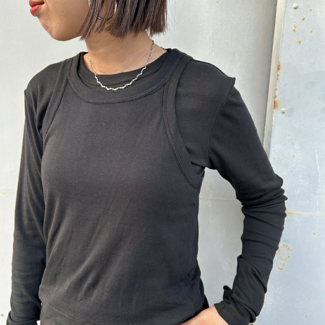 Robert P.Miller [ロバートピーミラー] 別注 2ピース タンクトップレイヤードシアーカットソー [RM251-1151IN-JF] BLACK