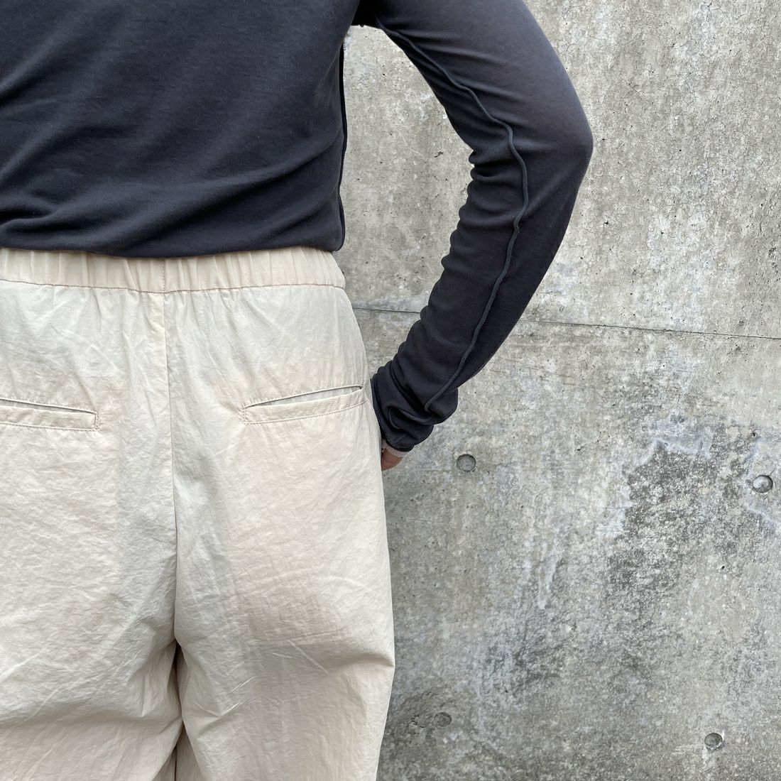 Jeans Factory Clothes [ジーンズファクトリークローズ] ドローコードナイロンワイドパンツ [IN12-PT-5] ﾍﾞｰｼﾞｭ