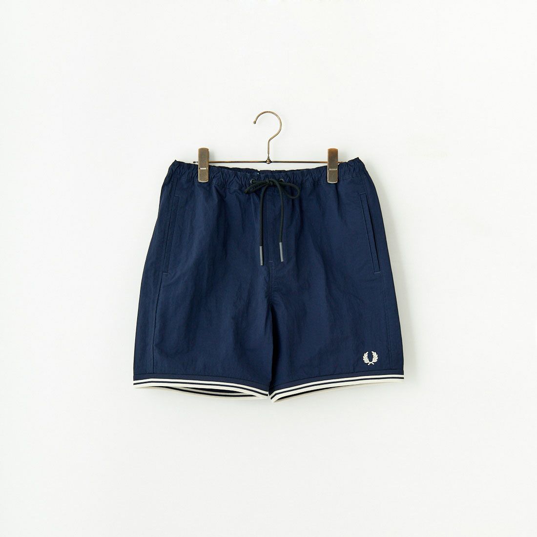FRED PERRY [フレッドペリー] 別注 ワンポイントロゴ刺繍ショートパンツ [FPM-25S-001-JF] NVY/OAT