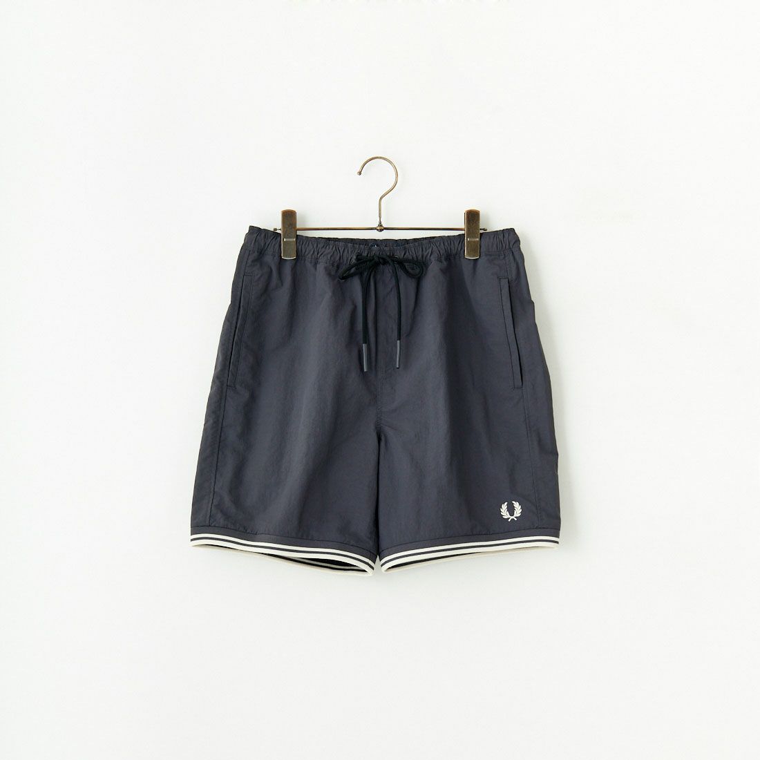 FRED PERRY [フレッドペリー] 別注 ワンポイントロゴ刺繍ショートパンツ [FPM-25S-001-JF] GRY/OAT