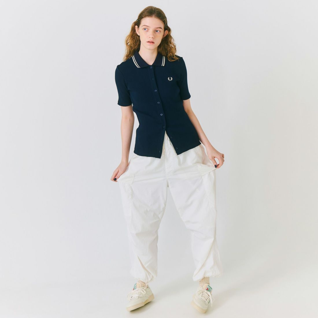 FRED PERRY [フレッドペリー] 別注 ツインティップライン リブポロシャツ [FPW-25S-009-JF] NVY/OAT