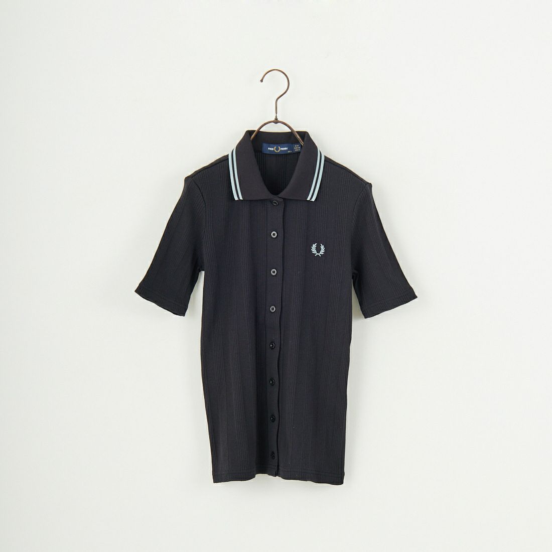 FRED PERRY [フレッドペリー] 別注 ツインティップライン リブポロシャツ [FPW-25S-009-JF] BLK/SLV