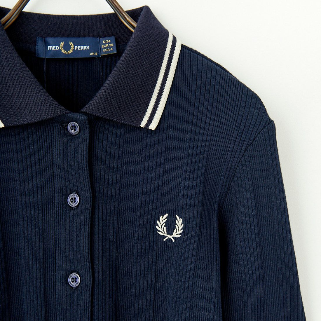 FRED PERRY [フレッドペリー] 別注 ツインティップライン リブポロシャツ [FPW-25S-009-JF] NVY/OAT