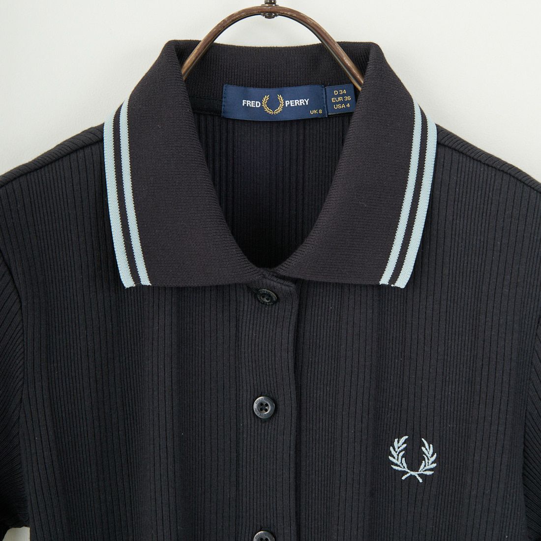 FRED PERRY [フレッドペリー] 別注 ツインティップライン リブポロシャツ [FPW-25S-009-JF] BLK/SLV