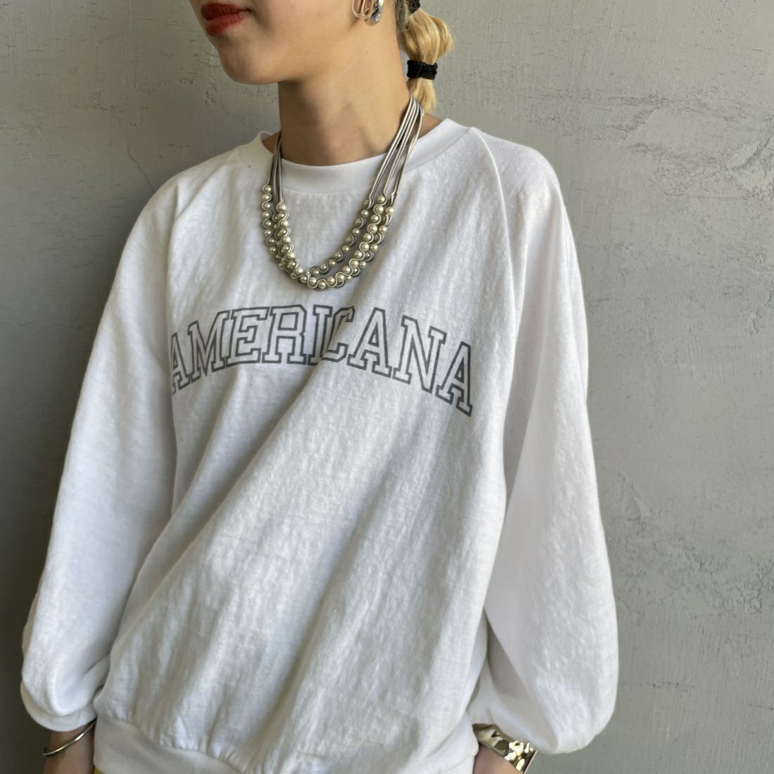 Americana × JEANS FACTORY [アメリカーナ × ジーンズファクトリー] 別注 7分袖 ラグランスリーブプリントTシャツ [ASO-777-1-JF] ﾎﾜｲﾄ