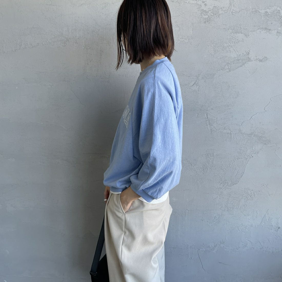 Americana × JEANS FACTORY [アメリカーナ × ジーンズファクトリー] 別注 7分袖 ラグランスリーブプリントTシャツ [ASO-777-1-JF] ｻｯｸｽ &&モデル身長：158cm 着用サイズ：ONE SIZE&&