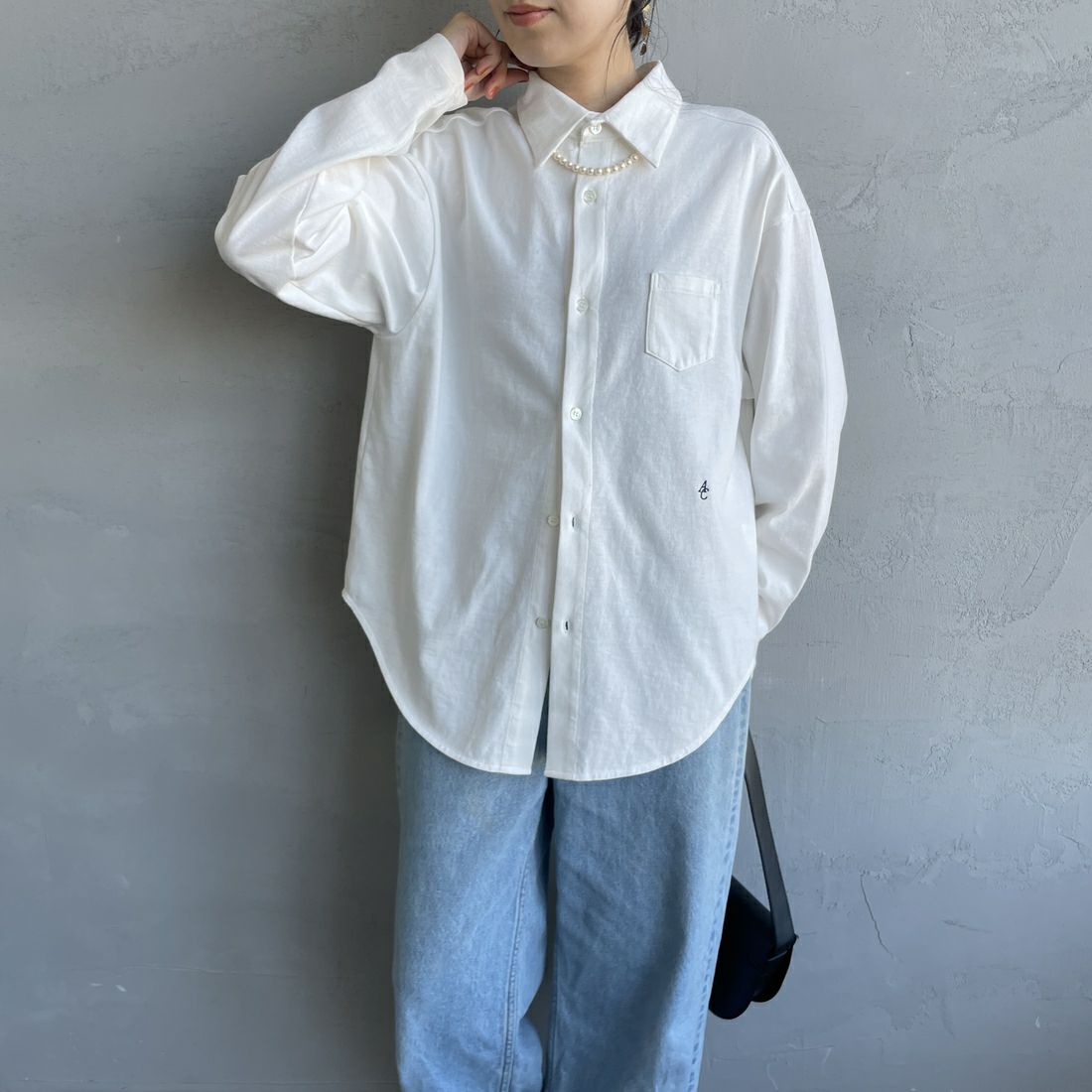 Americana × JEANS FACTORY [アメリカーナ × ジーンズファクトリー] 別注 ワンポイントロゴ刺繍 コットンジャージーポロ襟カットソーシャツ [ASO-778-1-JF]