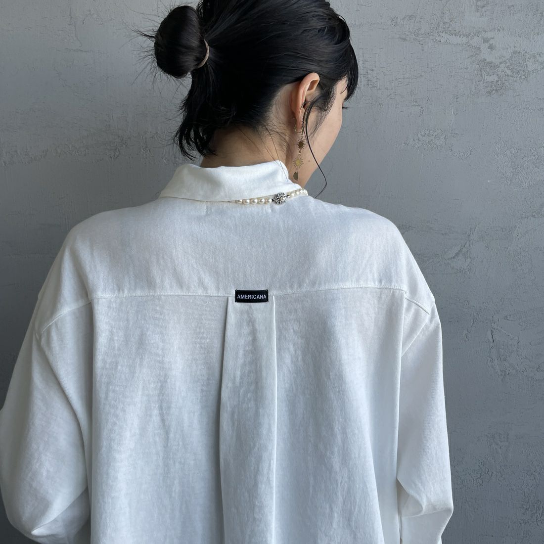Americana × JEANS FACTORY [アメリカーナ × ジーンズファクトリー] 別注 ワンポイントロゴ刺繍 コットンジャージーポロ襟カットソーシャツ [ASO-778-1-JF] ﾎﾜｲﾄ