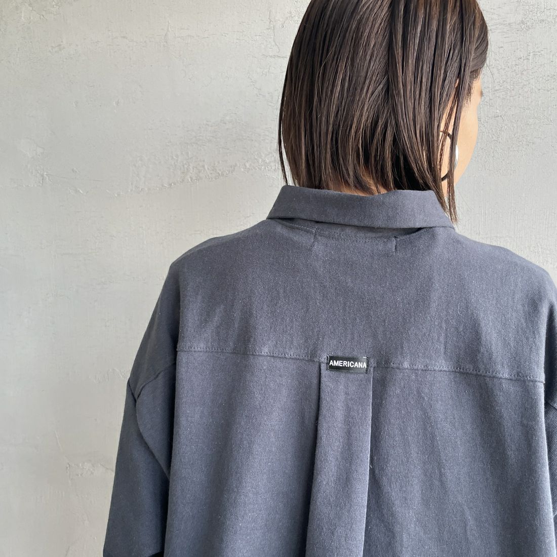 Americana × JEANS FACTORY [アメリカーナ × ジーンズファクトリー] 別注 ワンポイントロゴ刺繍 コットンジャージーポロ襟カットソーシャツ [ASO-778-1-JF] ｽﾐｸﾛ
