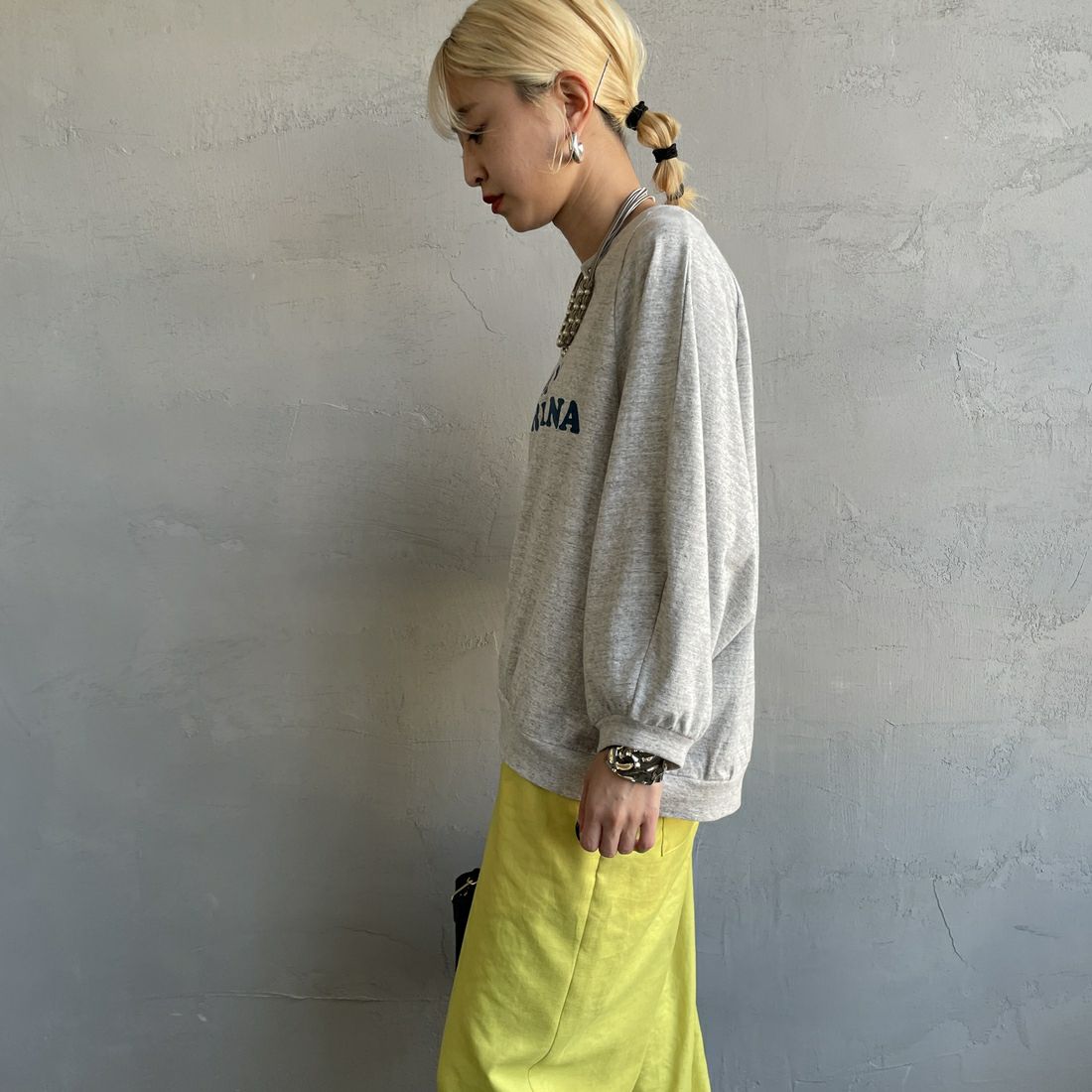 Americana × JEANS FACTORY [アメリカーナ × ジーンズファクトリー] 別注 7分袖 ラグランスリーブプリントTシャツ [ASO-777-2-JF] ﾓｸｸﾞﾚｰ &&モデル身長：150cm 着用サイズ：ONE SIZE&&