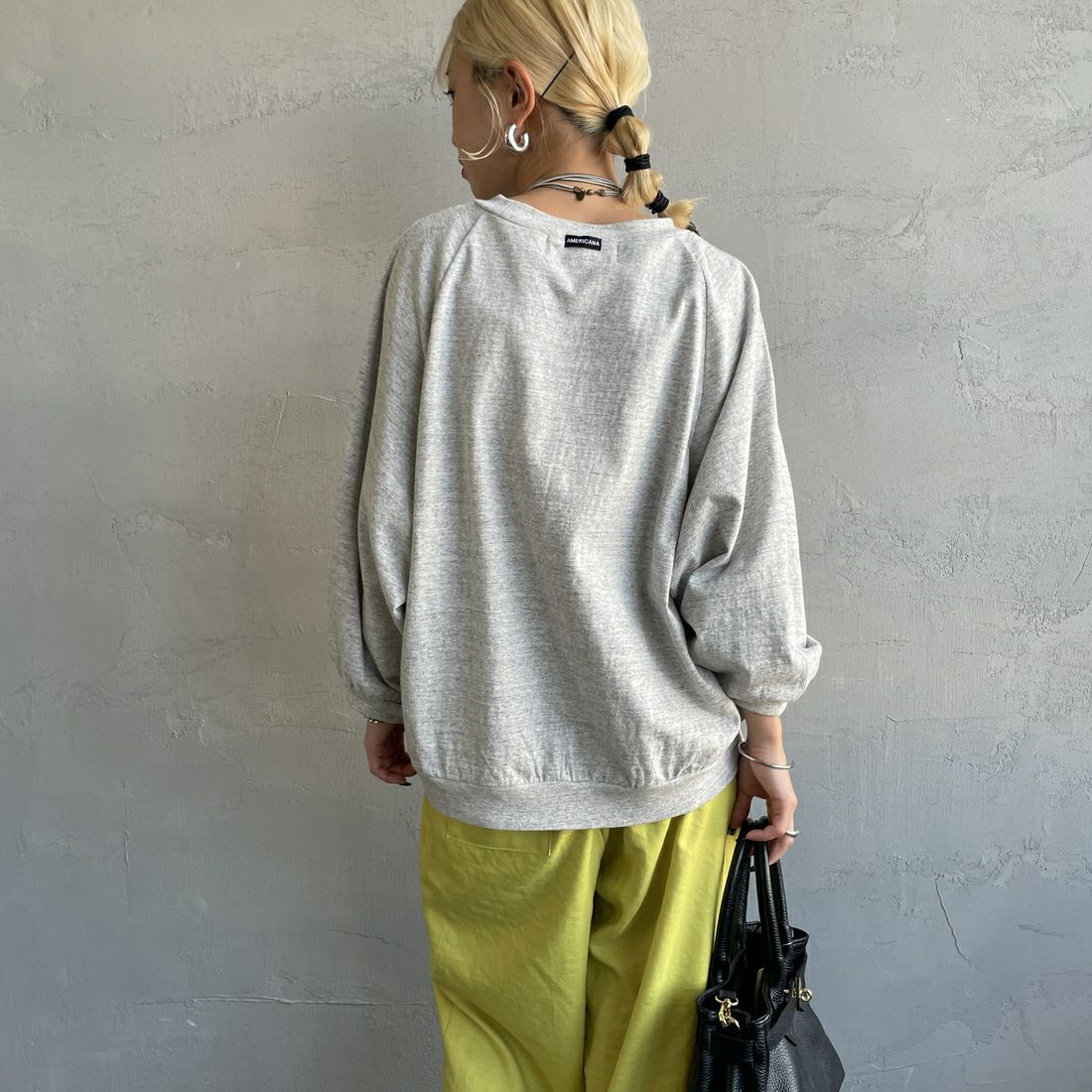 Americana × JEANS FACTORY [アメリカーナ × ジーンズファクトリー] 別注 7分袖 ラグランスリーブプリントTシャツ [ASO-777-2-JF] ﾓｸｸﾞﾚｰ &&モデル身長：150cm 着用サイズ：ONE SIZE&&