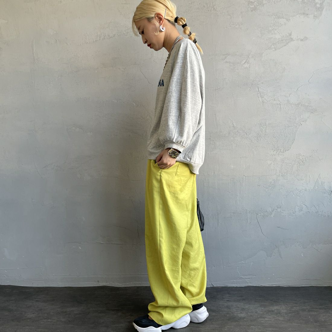 Americana × JEANS FACTORY [アメリカーナ × ジーンズファクトリー] 別注 7分袖 ラグランスリーブプリントTシャツ [ASO-777-2-JF] ﾓｸｸﾞﾚｰ &&モデル身長：150cm 着用サイズ：ONE SIZE&&