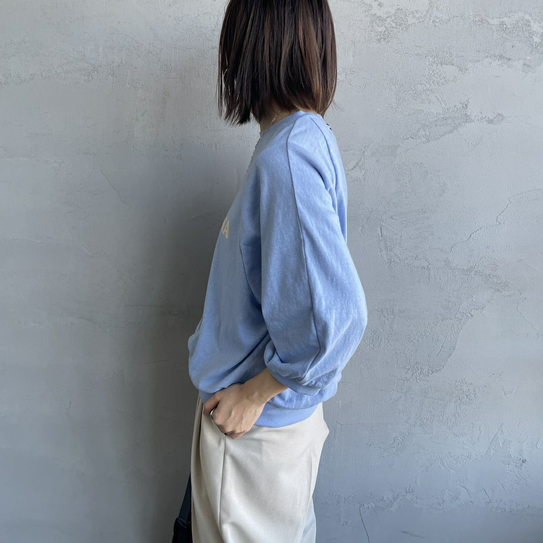 Americana × JEANS FACTORY [アメリカーナ × ジーンズファクトリー] 別注 7分袖 ラグランスリーブプリントTシャツ [ASO-777-2-JF] ｻｯｸｽ &&モデル身長：158cm 着用サイズ：ONE SIZE&&