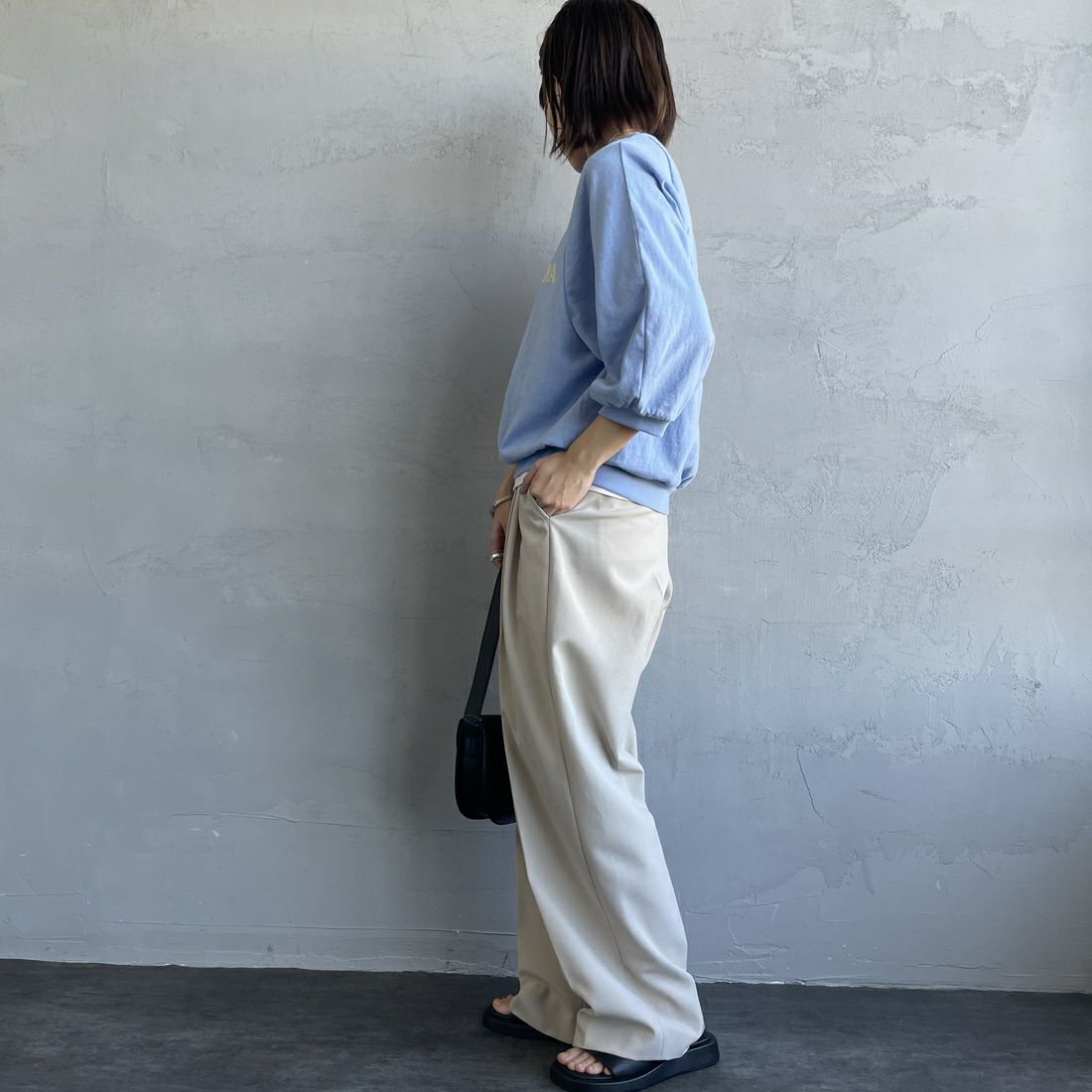 Americana × JEANS FACTORY [アメリカーナ × ジーンズファクトリー] 別注 7分袖 ラグランスリーブプリントTシャツ [ASO-777-2-JF] ｻｯｸｽ &&モデル身長：158cm 着用サイズ：ONE SIZE&&