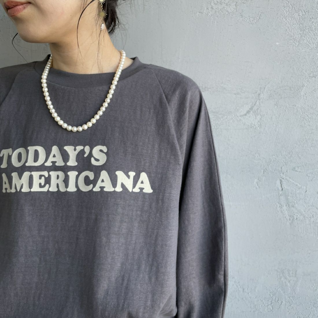 Americana × JEANS FACTORY [アメリカーナ × ジーンズファクトリー] 別注 7分袖 ラグランスリーブプリントTシャツ [ASO-777-2-JF] ﾁｬｺｰﾙ