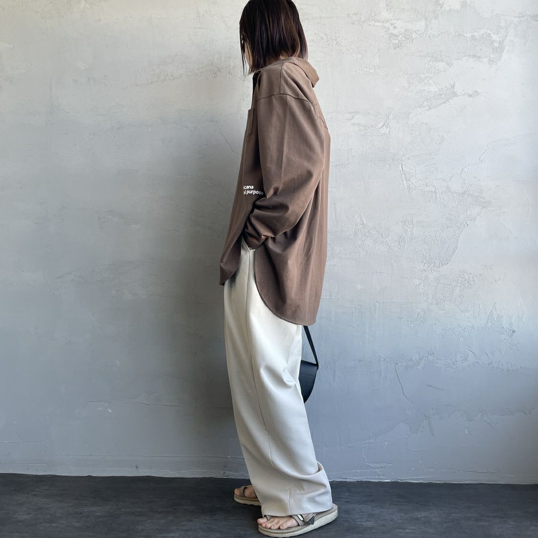 Americana × JEANS FACTORY [アメリカーナ × ジーンズファクトリー] 別注 コットンジャージー ポロ襟カットソーシャツ [ASO-778-2-JF] ﾌﾞﾗｳﾝ &&モデル身長：158cm 着用サイズ：ONE SIZE&&