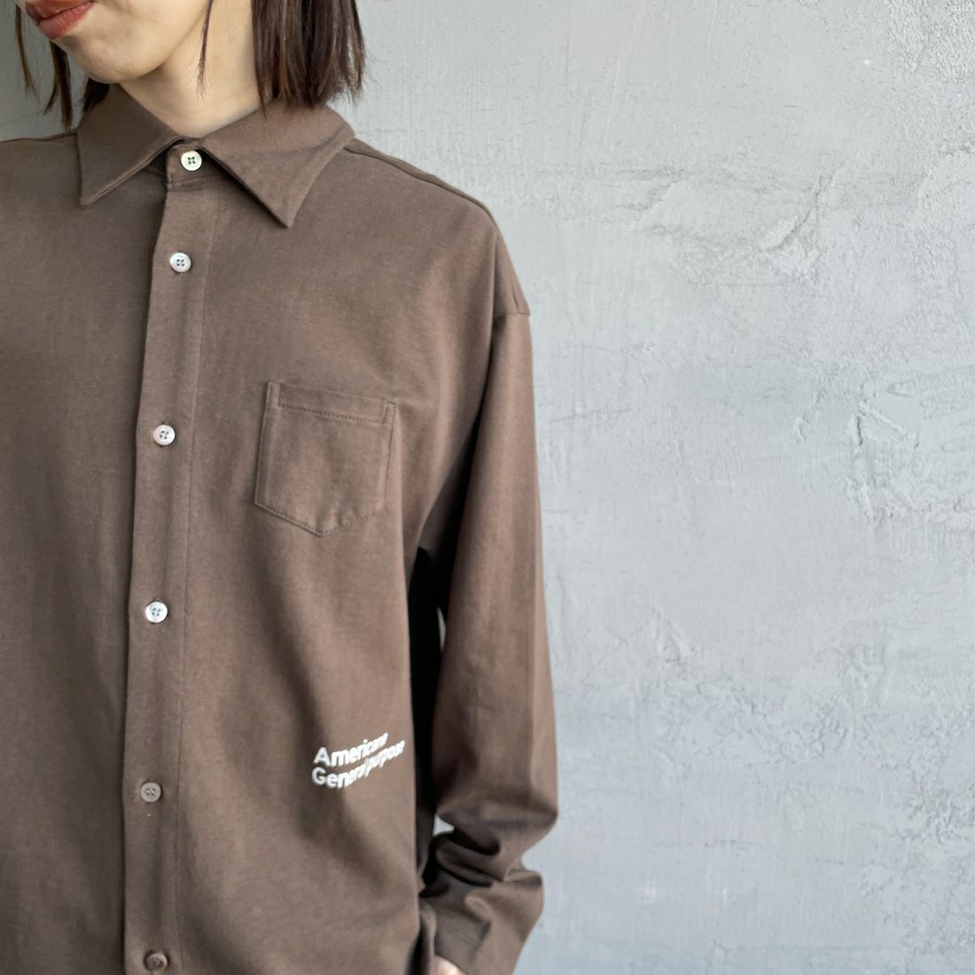 Americana × JEANS FACTORY [アメリカーナ × ジーンズファクトリー] 別注 コットンジャージー ポロ襟カットソーシャツ [ASO-778-2-JF] ﾌﾞﾗｳﾝ
