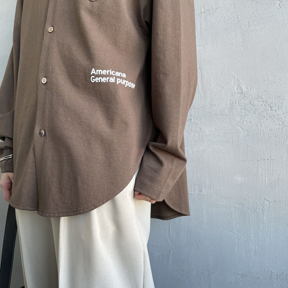 Americana × JEANS FACTORY [アメリカーナ × ジーンズファクトリー] 別注 コットンジャージー ポロ襟カットソーシャツ [ASO-778-2-JF] ﾌﾞﾗｳﾝ