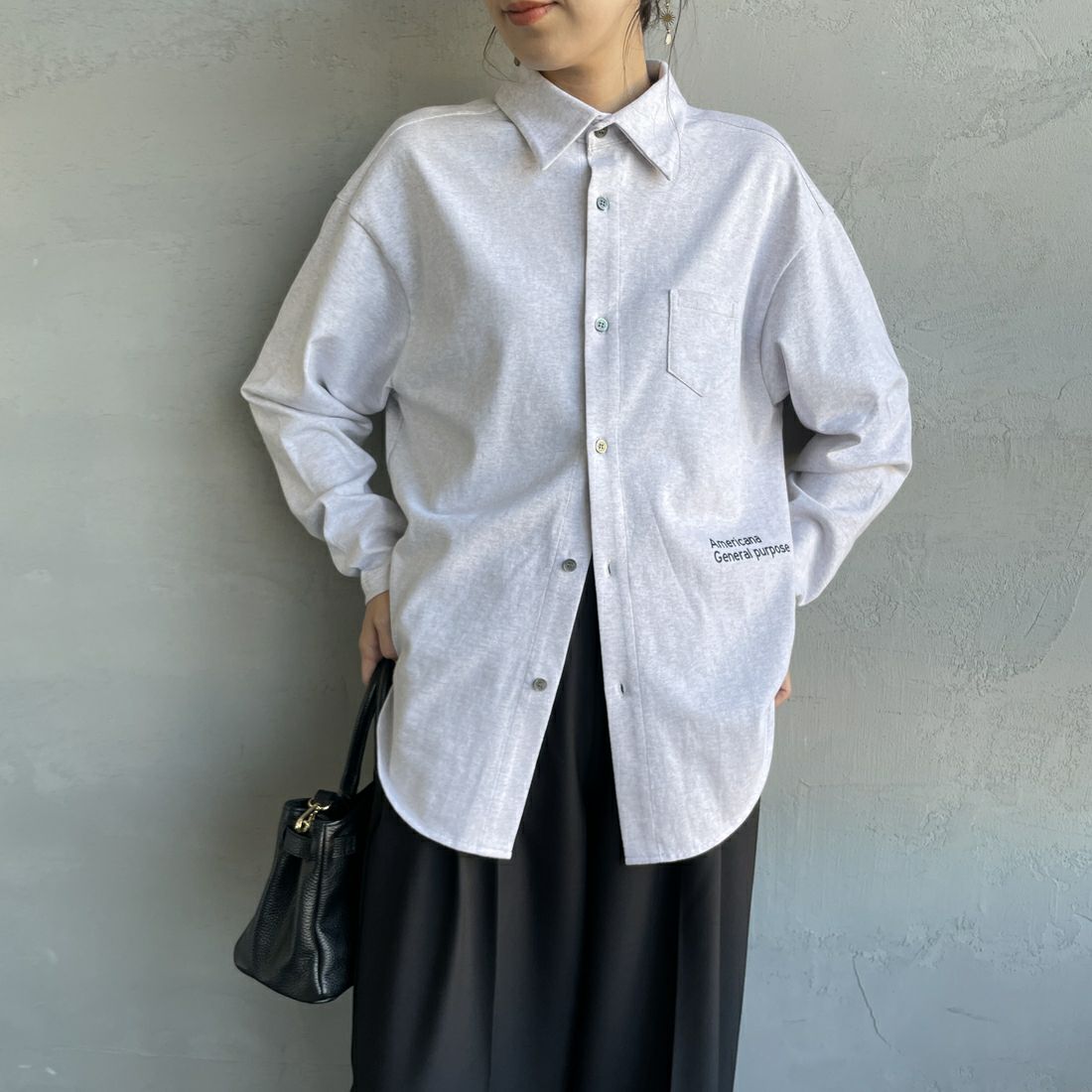 Americana × JEANS FACTORY [アメリカーナ × ジーンズファクトリー] 別注 コットンジャージー ポロ襟カットソーシャツ [ASO-778-2-JF] ｱｯｼｭｸﾞﾚｰ &&モデル身長：160cm 着用サイズ：ONE SIZE&&
