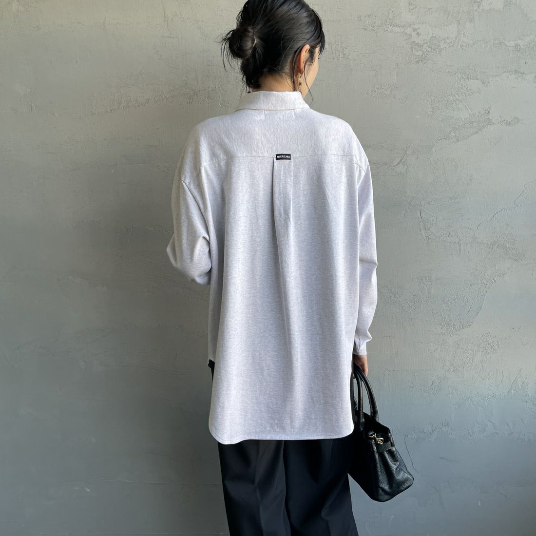 Americana × JEANS FACTORY [アメリカーナ × ジーンズファクトリー] 別注 コットンジャージー ポロ襟カットソーシャツ [ASO-778-2-JF] ｱｯｼｭｸﾞﾚｰ &&モデル身長：160cm 着用サイズ：ONE SIZE&&