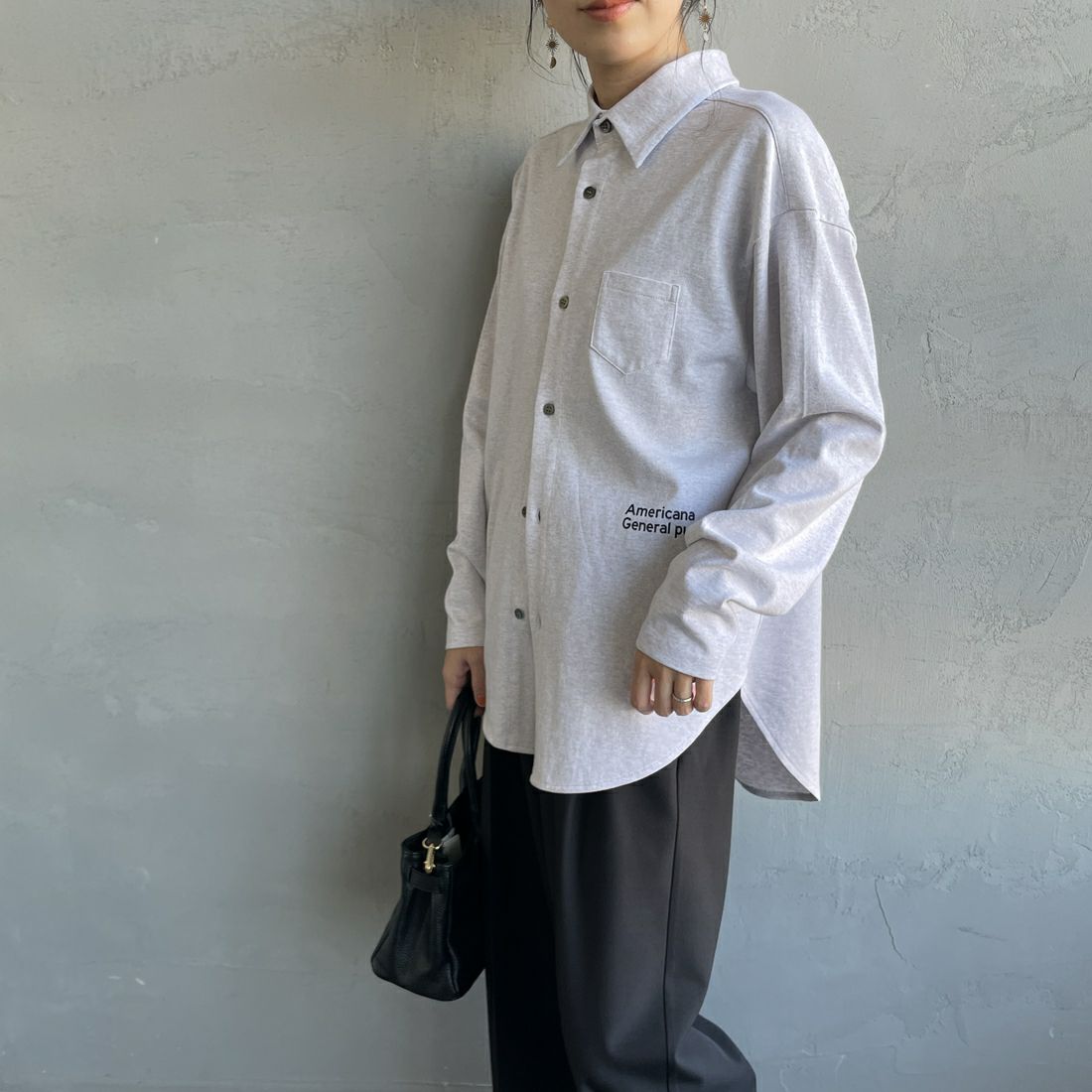 Americana × JEANS FACTORY [アメリカーナ × ジーンズファクトリー] 別注 コットンジャージー ポロ襟カットソーシャツ [ASO-778-2-JF] ｱｯｼｭｸﾞﾚｰ &&モデル身長：160cm 着用サイズ：ONE SIZE&&