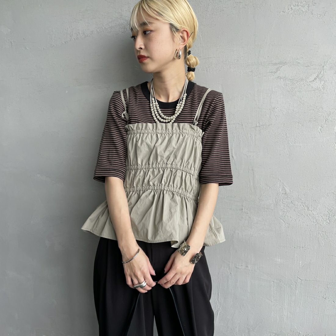 07 GRAY&&モデル身長：150cm 着用サイズ：F&&