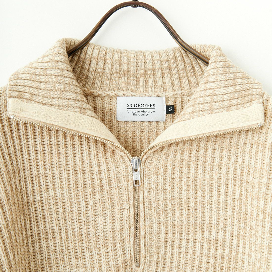 33Degrees [サーティスリーディグリーズ] 7G畦ハーフジップニット [TDR-244-085] BEG MIX