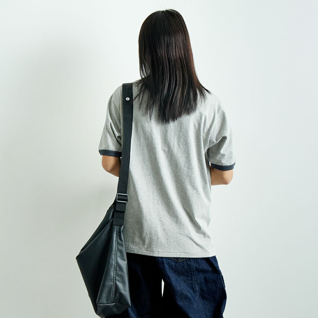 L.L.BEAN [エルエルビーン] MORRILL ショートスリーブリンガーTシャツ [5275-0142] 19 BIRCH  &&モデル身長：167cm 着用サイズ：M&&