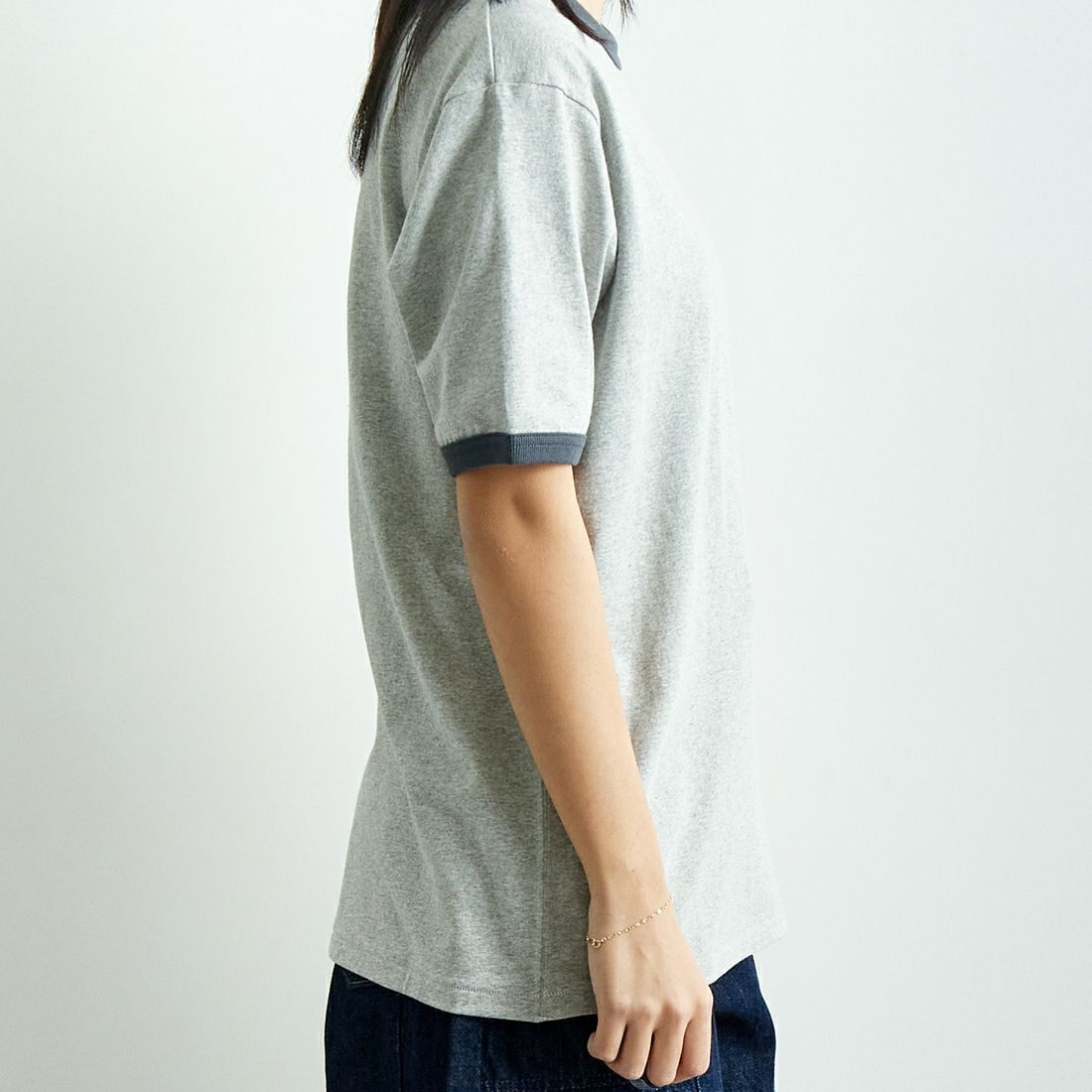 L.L.BEAN [エルエルビーン] MORRILL ショートスリーブリンガーTシャツ [5275-0142] 19 BIRCH  &&モデル身長：167cm 着用サイズ：M&&