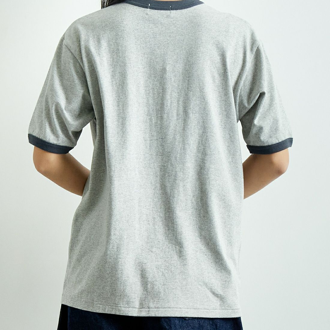 L.L.BEAN [エルエルビーン] MORRILL ショートスリーブリンガーTシャツ [5275-0142] 19 BIRCH  &&モデル身長：167cm 着用サイズ：M&&