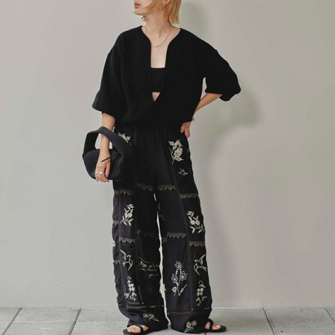 TODAYFUL [トゥデイフル] エンブロイダリーパッチワークパンツ [12510701] BLK