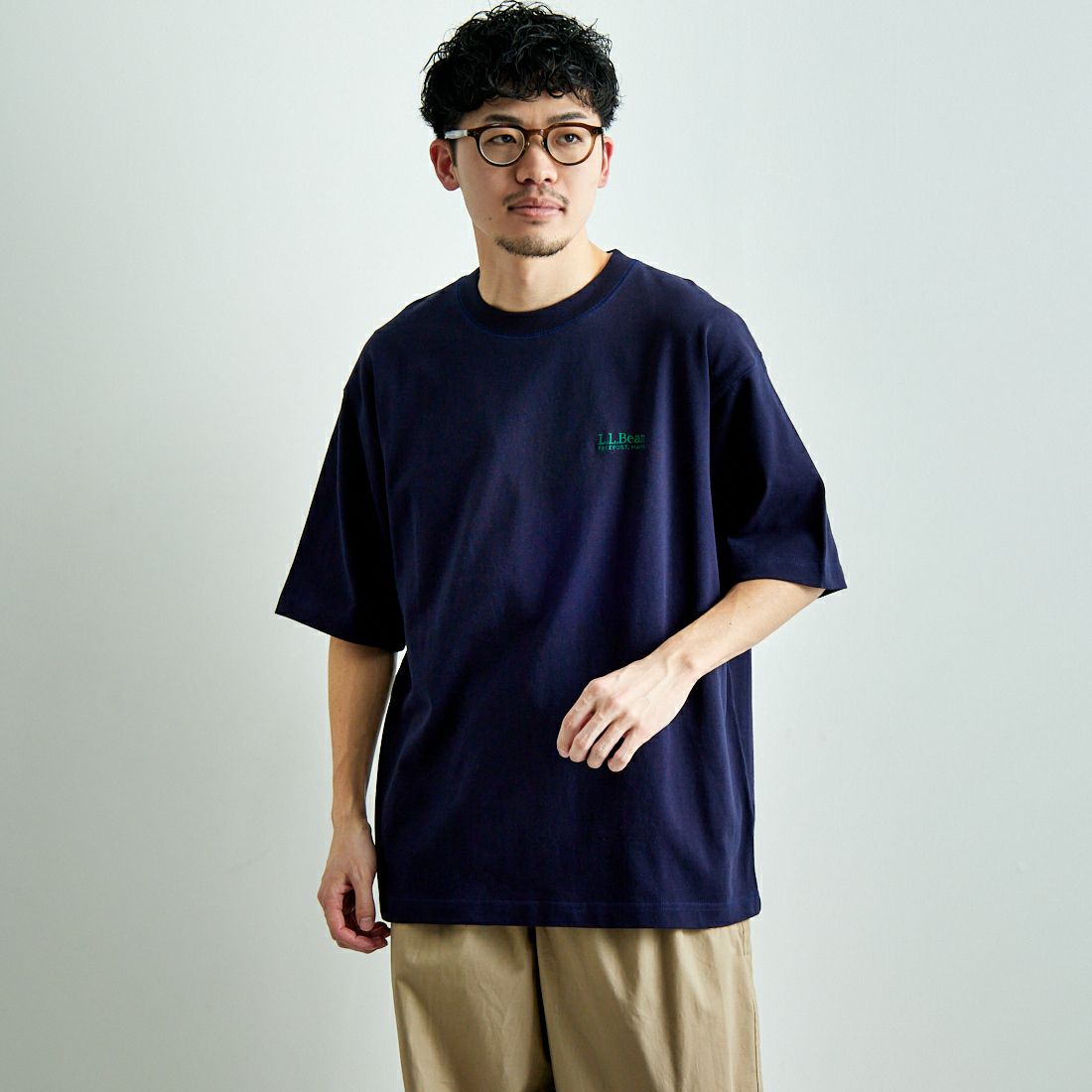 L.L.BEAN [エルエルビーン] Union ショートスリーブTシャツ [5275-0038] 67 NAVY &&モデル身長：168cm 着用サイズ：M&&