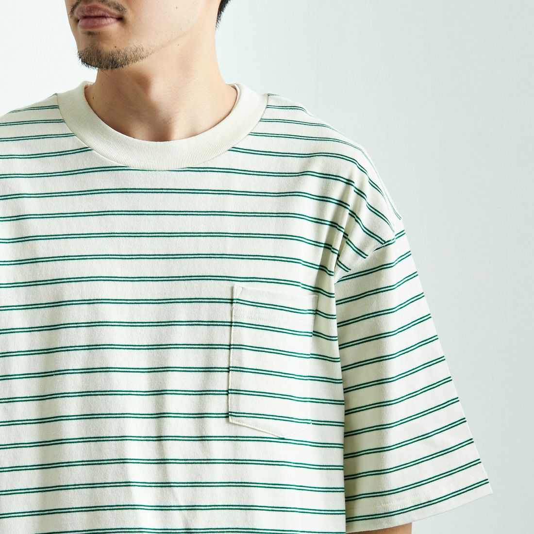 L.L.BEAN [エルエルビーン] Union ショートスリーブボーダーTシャツ [5275-0039] 92 O.WH/GR
