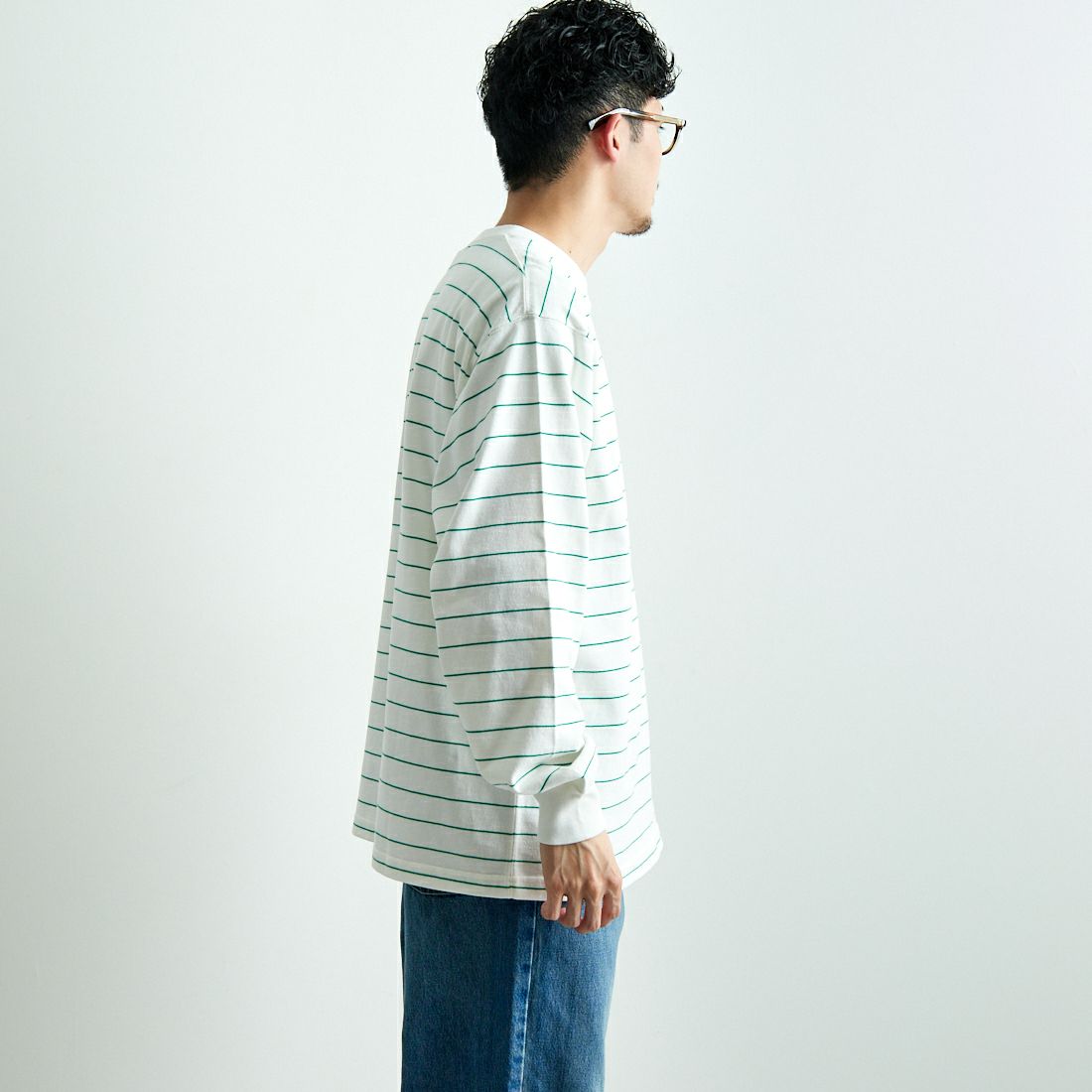 L.L.BEAN [エルエルビーン] Union ロングスリーブTシャツ [5175-9084] 90 W/L.GRN &&モデル身長：168cm 着用サイズ：M&&