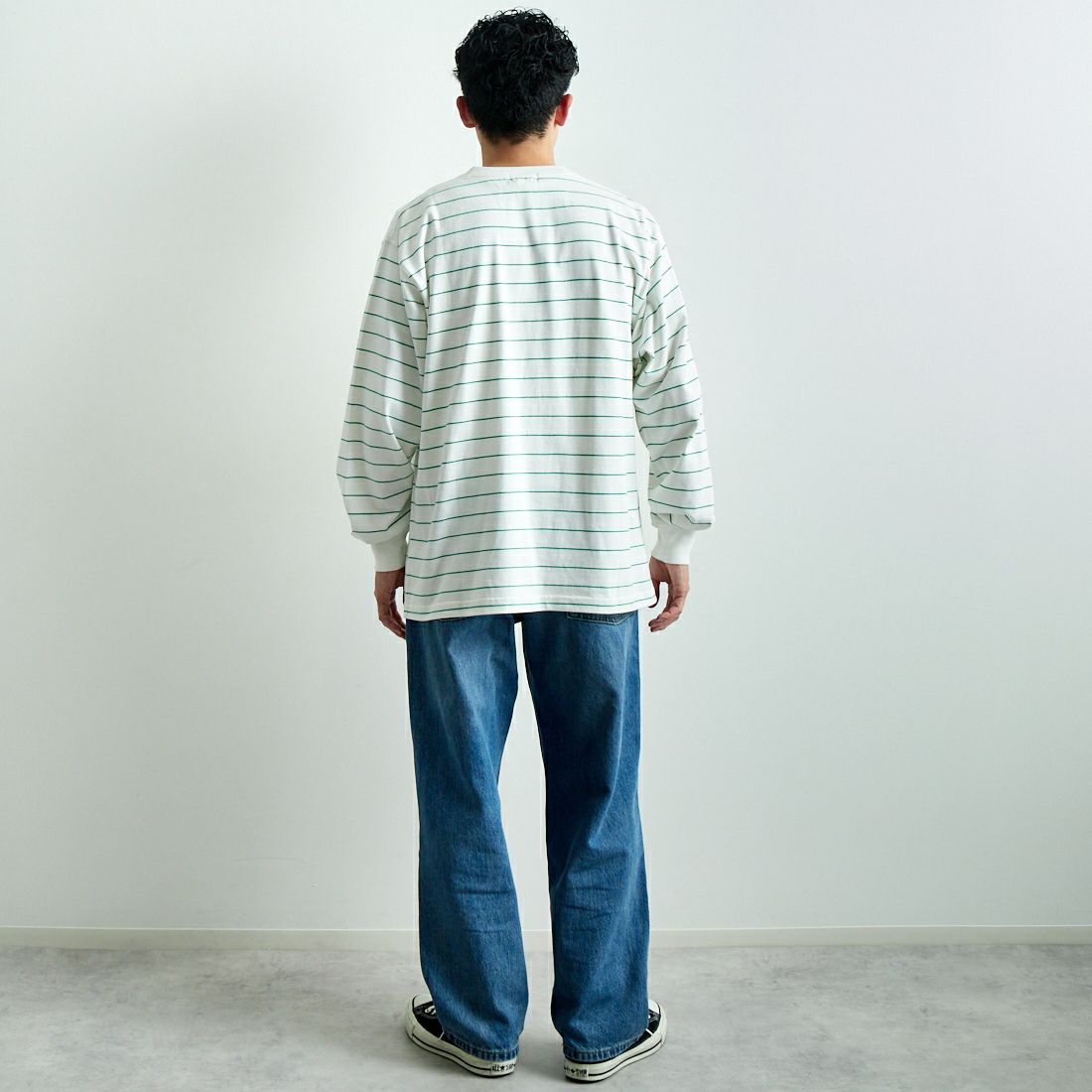 L.L.BEAN [エルエルビーン] Union ロングスリーブTシャツ [5175-9084] 90 W/L.GRN &&モデル身長：168cm 着用サイズ：M&&