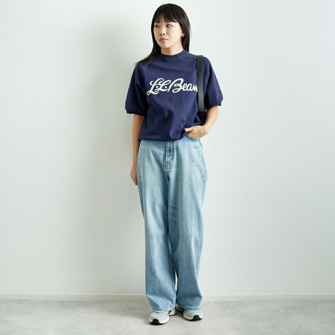 L.L.BEAN [エルエルビーン] PORTAGE ショートスリーブスウェット [5275-0137] 67 NAVY &&モデル身長：167cm 着用サイズ：M&&