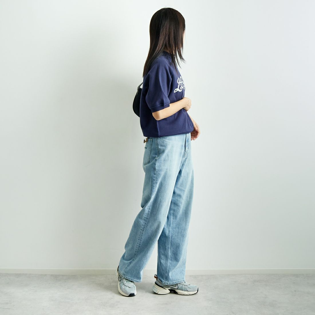 L.L.BEAN [エルエルビーン] PORTAGE ショートスリーブスウェット [5275-0137] 67 NAVY &&モデル身長：167cm 着用サイズ：M&&